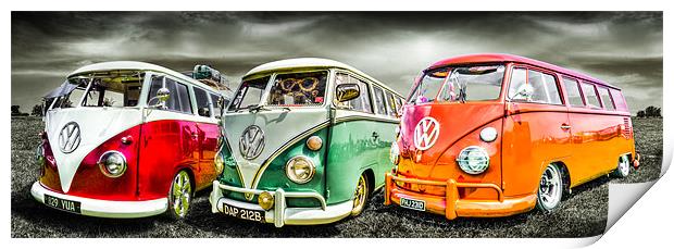 VW camper van trio Print by Ian Hufton