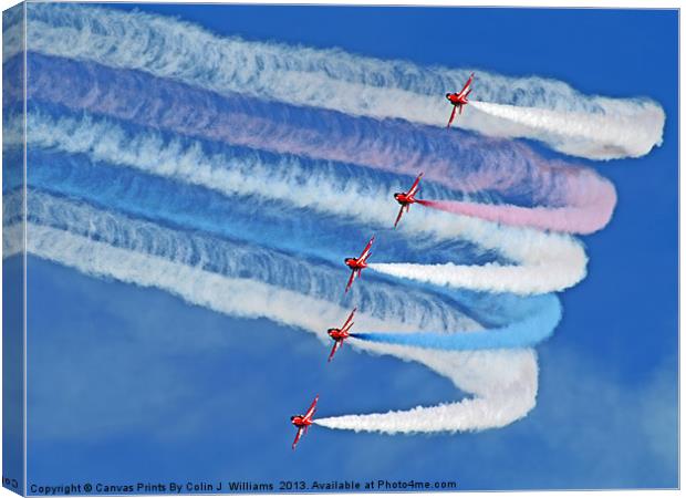 Smokin !! - The Red Arrows - Duxford 26.05.2013 Canvas Print by Colin Williams Photography