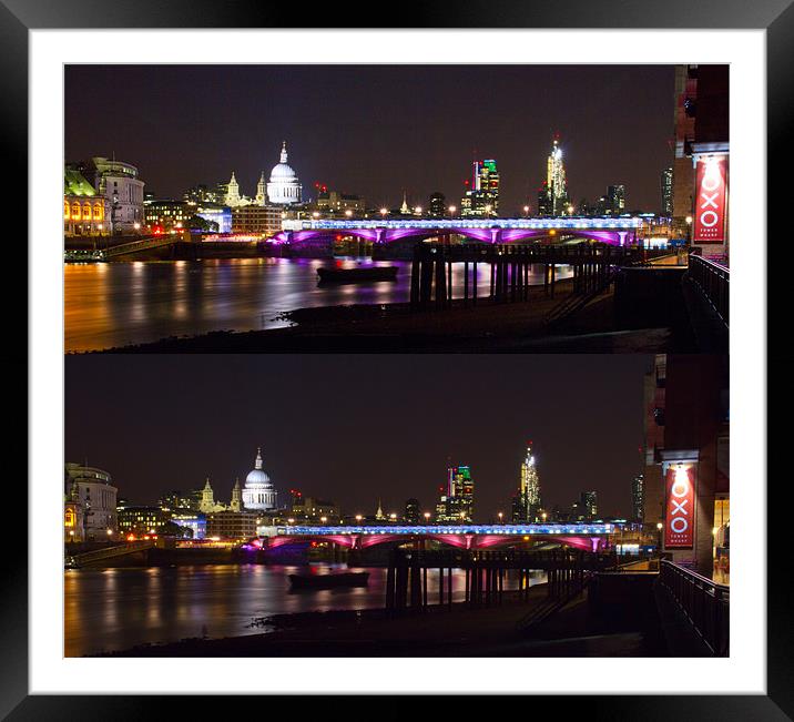 Blackfriars Thames Bridge colour change Framed Mounted Print by David French