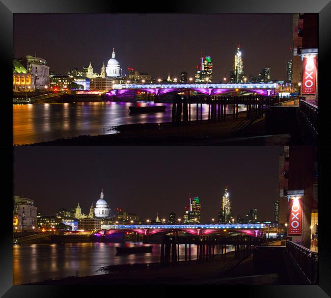 Blackfriars Thames Bridge colour change Framed Print by David French