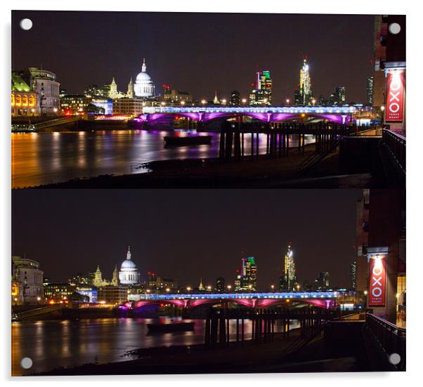 Blackfriars Thames Bridge colour change Acrylic by David French