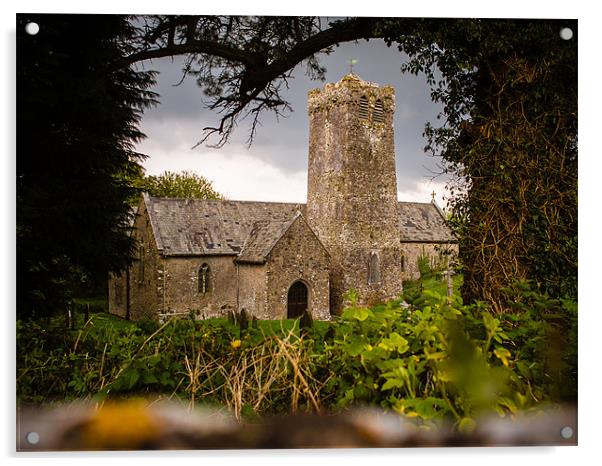 St Michaels Church, Castlemartin, Pembrokeshire, W Acrylic by Mark Llewellyn
