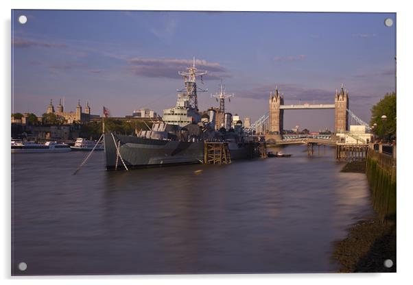 Tower Bridge Thames HMS Belfast Acrylic by David French