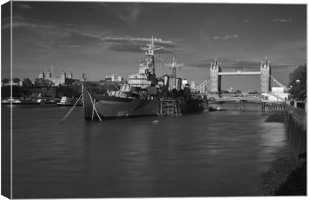 Tower Bridge Thames London HMS Belfast Canvas Print by David French