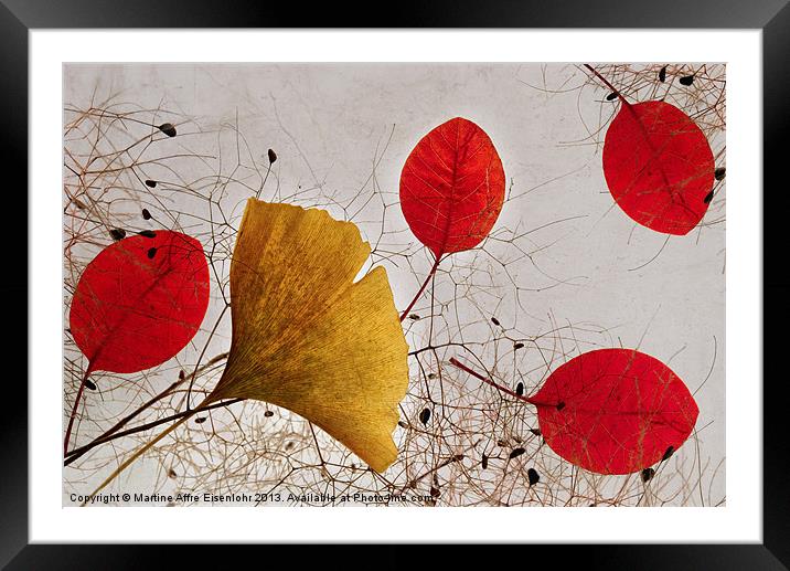 Falling leaves Framed Mounted Print by Martine Affre Eisenlohr