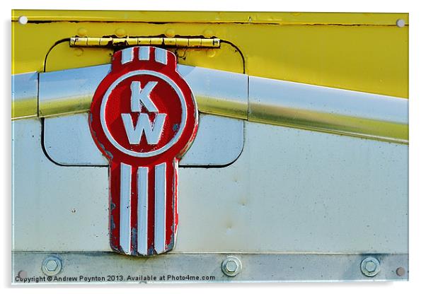 kenworth truck grill badge Acrylic by Andrew Poynton