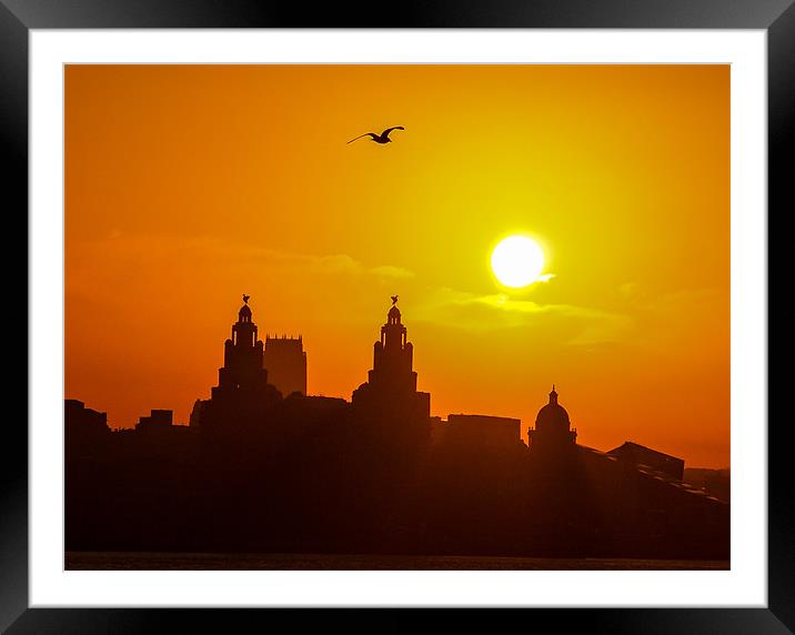 Pier Head Silhouette Framed Mounted Print by Jed Pearson