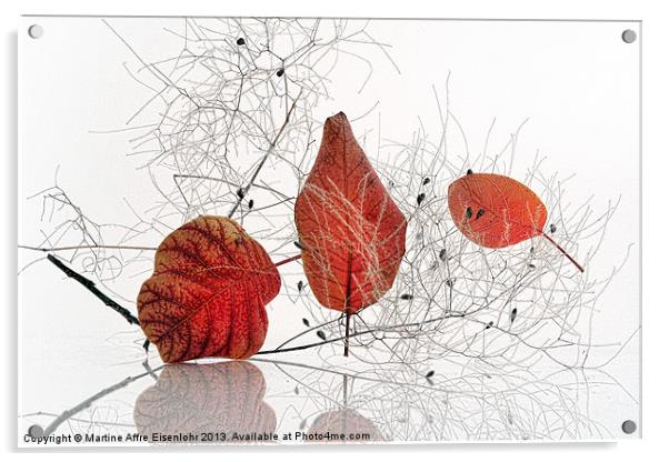 Red leaves Acrylic by Martine Affre Eisenlohr