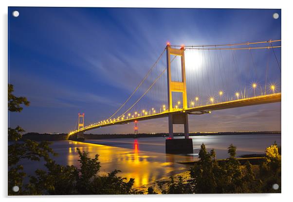 Severn Bridge by Night Acrylic by Tim Burgess