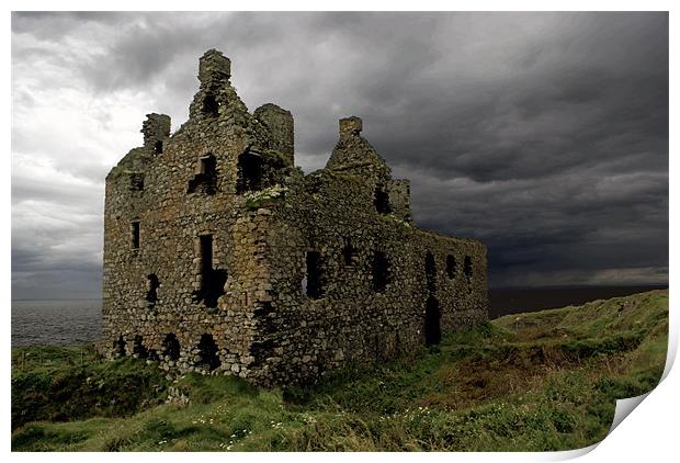 Dunskey castle Print by Thanet Photos