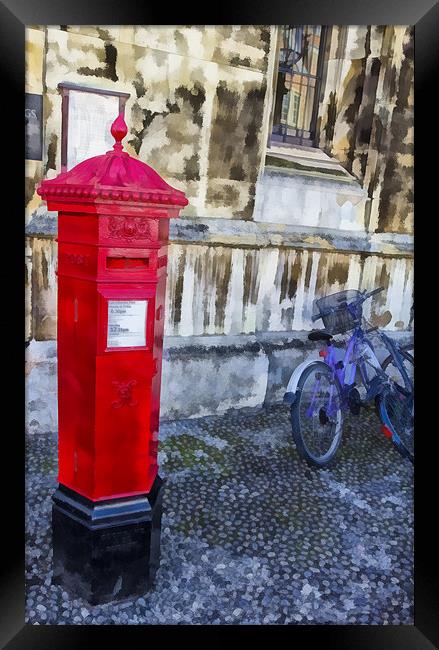 Red Post Box and Bicycle Framed Print by Derek Beattie