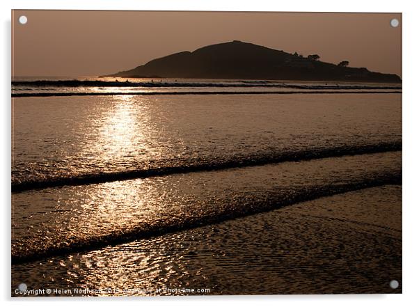 Burgh Island Sunset Acrylic by Helen Northcott