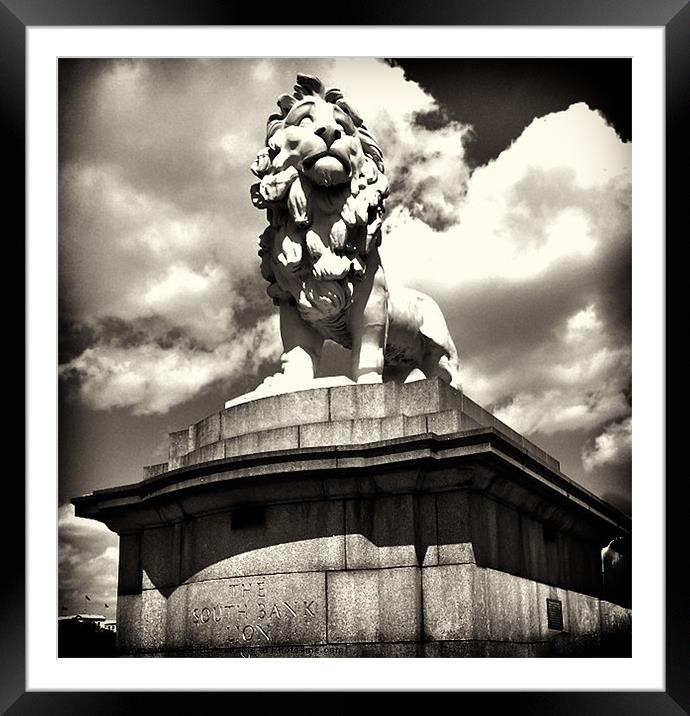 The South Bank Lion 2 Framed Mounted Print by Emma Ward