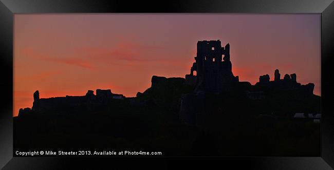 Sunset at Corfe Framed Print by Mike Streeter