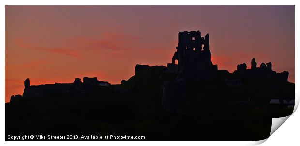 Sunset at Corfe Print by Mike Streeter