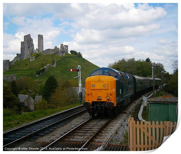 Deltic at Corfe Print by Mike Streeter