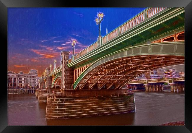London Thames Bridges Fractals Framed Print by David French