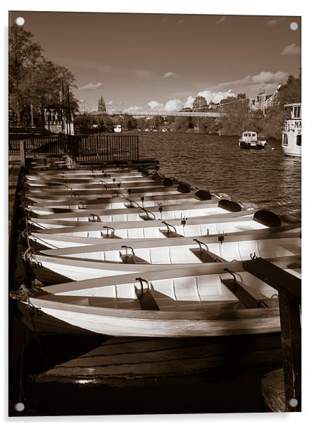 Rowing Boats, River Dee, Chester, England, UK Acrylic by Mark Llewellyn