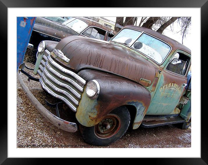 Chevy Pick-up rusting away Framed Mounted Print by Lee Mullins