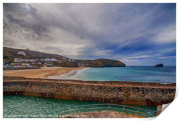 Portreath Harbour and Beach Print by Chris Thaxter