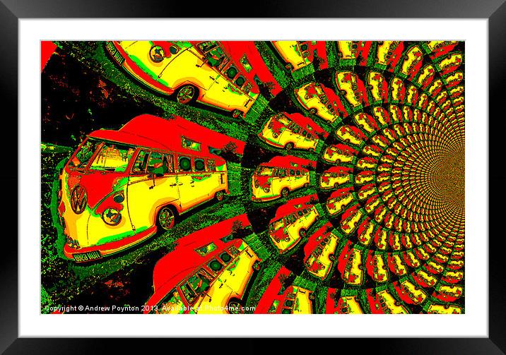 Psychedelic VW CAMPER POSTER Framed Mounted Print by Andrew Poynton