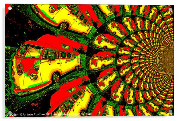 Psychedelic VW CAMPER POSTER Acrylic by Andrew Poynton