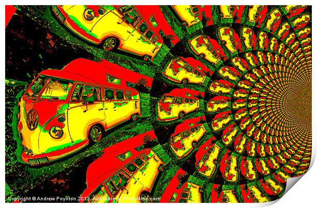 Psychedelic VW CAMPER POSTER Print by Andrew Poynton