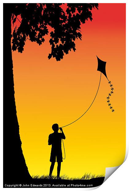 Childhood dreams, The Kite Print by John Edwards