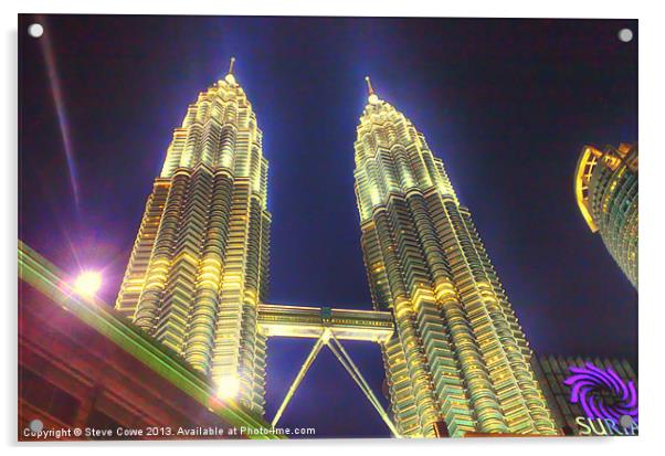 The Petronas Towers Acrylic by Steve Cowe