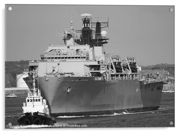 L15 HMS Bulwark Acrylic by Nigel Barrett Canvas