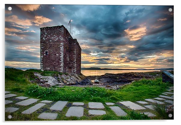 Portencross Castle Acrylic by Sam Smith