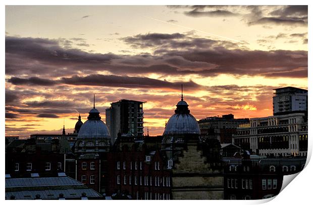 Leeds City Rooftops Sunset Print by Sandi-Cockayne ADPS