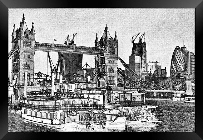 River Thames Sketch Framed Print by David Pyatt