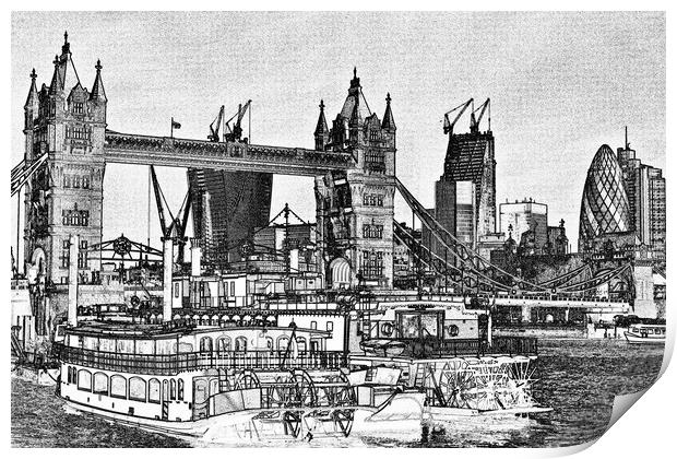 River Thames Sketch Print by David Pyatt