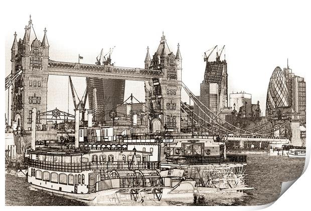 River Thames Sketch Print by David Pyatt