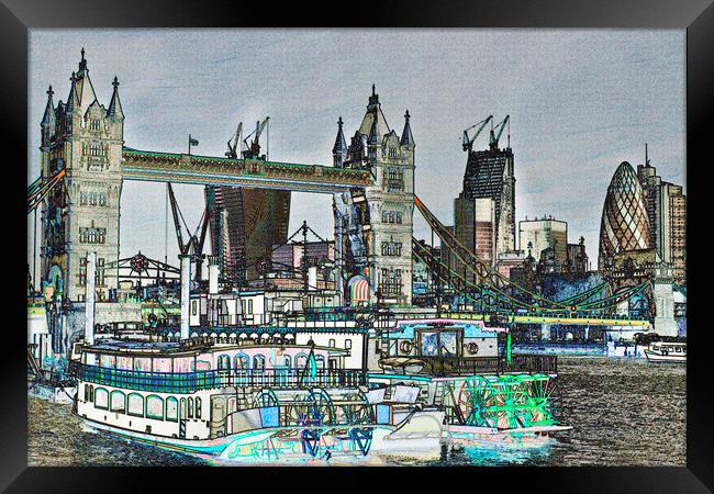 River Thames Sketch Framed Print by David Pyatt