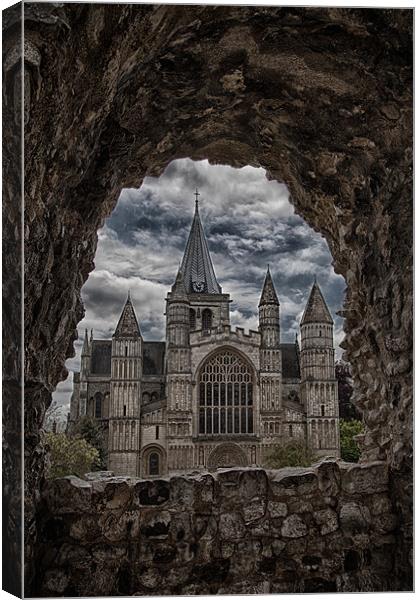 Rochester Cathedral through the Castle Wall Canvas Print by Nigel Jones