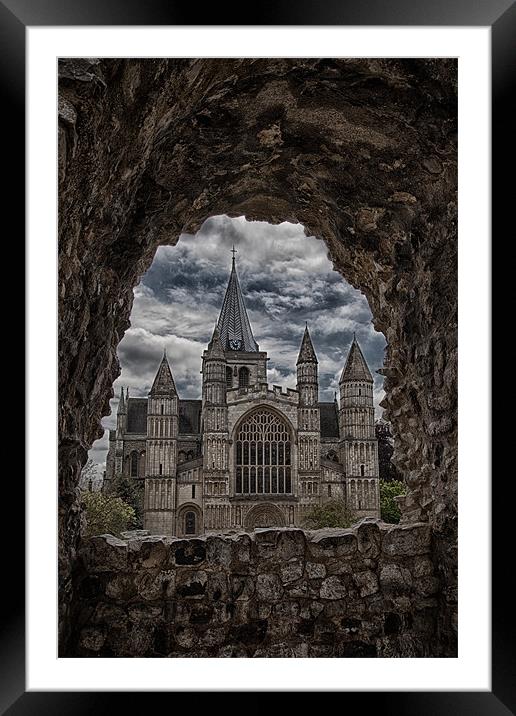 Rochester Cathedral through the Castle Wall Framed Mounted Print by Nigel Jones