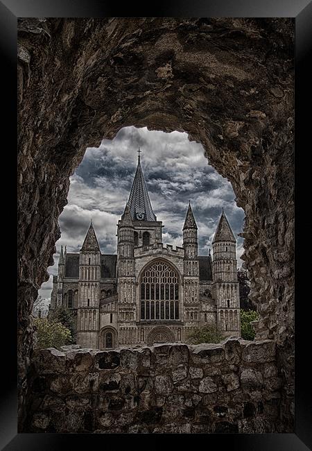 Rochester Cathedral through the Castle Wall Framed Print by Nigel Jones
