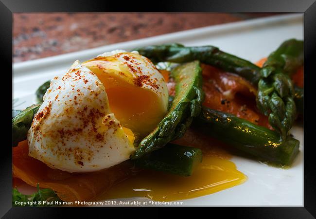Poached egg on Asparagus & Salmon Framed Print by Paul Holman Photography