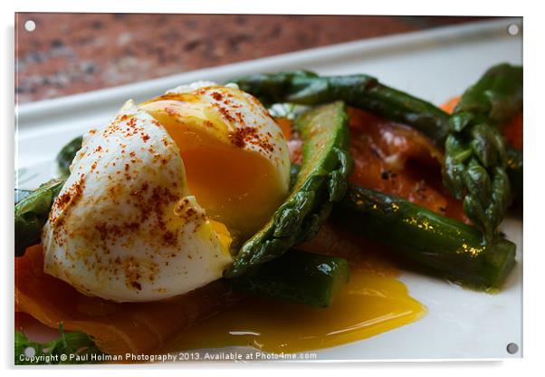 Poached egg on Asparagus & Salmon Acrylic by Paul Holman Photography