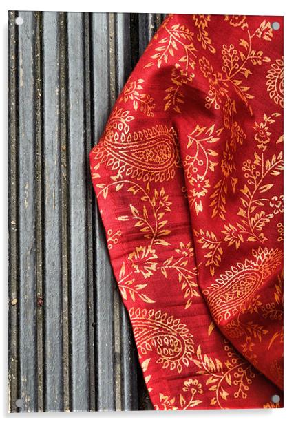 red sari Acrylic by Heather Newton