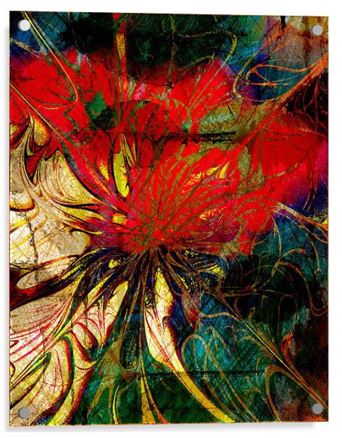 Red Nasturtium Acrylic by Amanda Moore