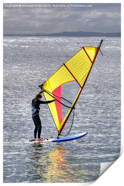 Lone windsurfer Print by Thanet Photos