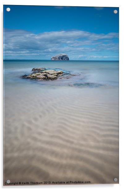 Bass Rock and Beach Acrylic by Keith Thorburn EFIAP/b