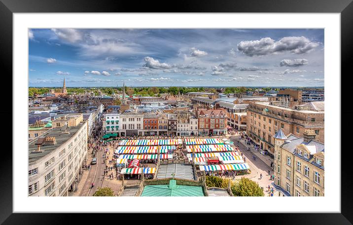 Vibrant Cambridge Market Square Framed Mounted Print by Mike Gorton