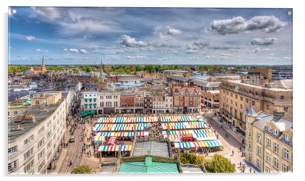 Vibrant Cambridge Market Square Acrylic by Mike Gorton