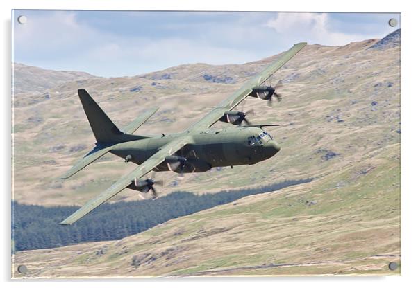 Hercules low flying in Wales Acrylic by Rory Trappe