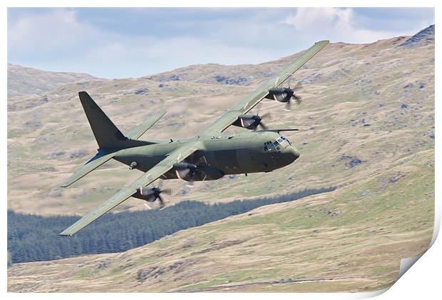 Hercules low flying in Wales Print by Rory Trappe