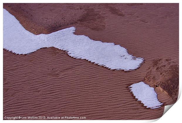 Red sand and snow Print by Lee Mullins